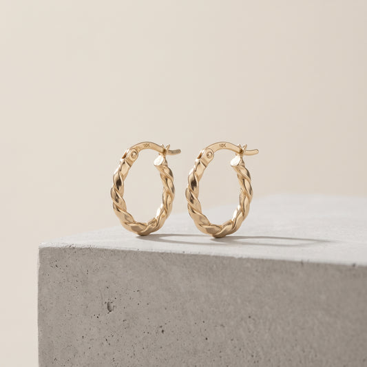 10K Yellow Gold Twisted Rope Hoops