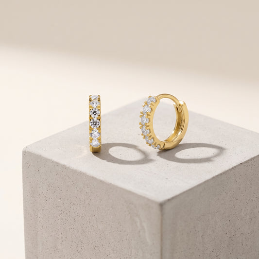 10K Yellow Gold CZ Huggie