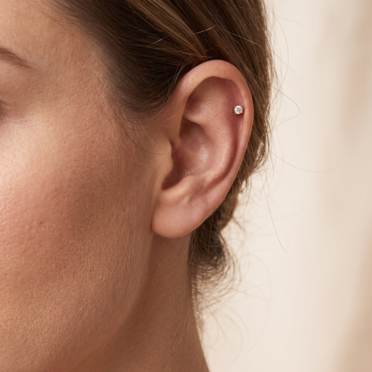 14K Yellow Gold CZ Stud