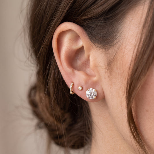 14K Yellow Gold Round CZ Stud