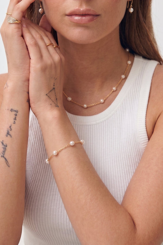 10K Yellow Gold Pearl Bracelet