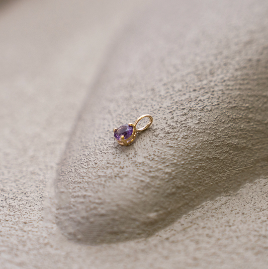 10K Yellow Gold Birthstone Necklace - February