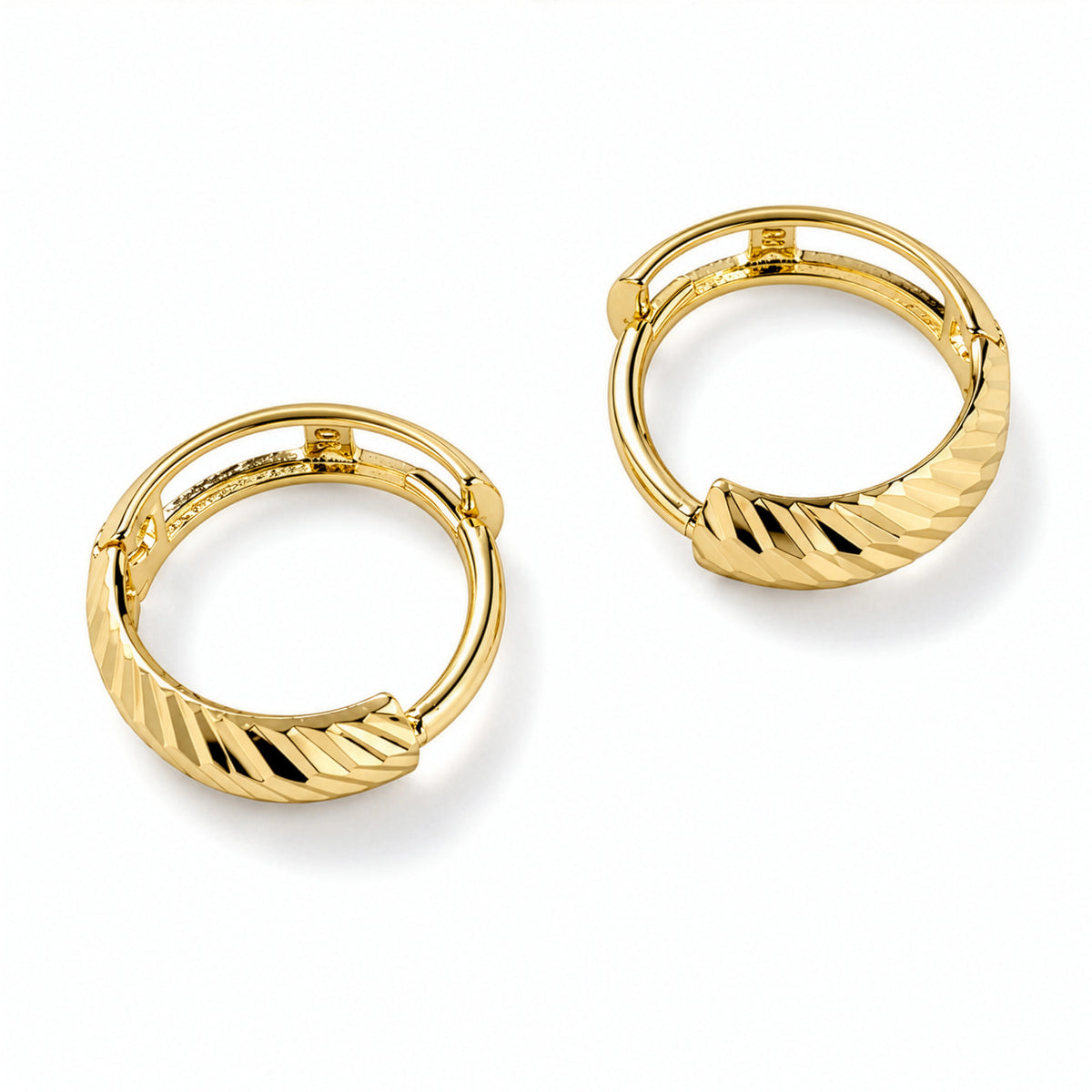 10K Yellow Gold DC Cut Dainty Huggies