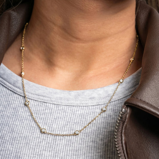 Lab Diamond Bezel Satelite Necklace