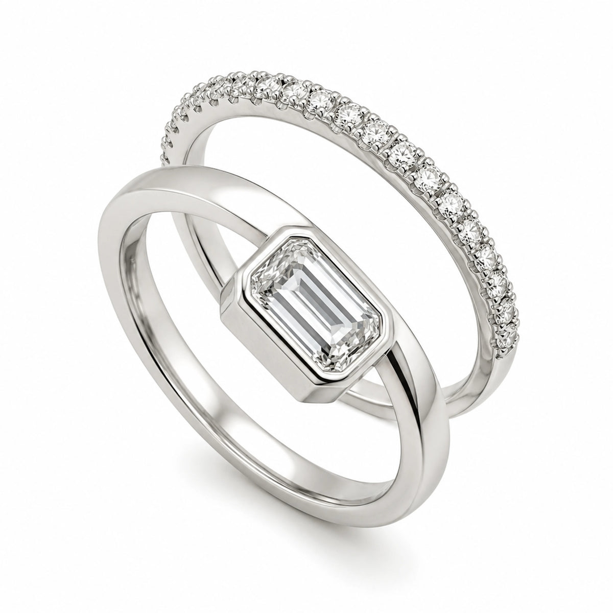 Lab Grown Emerald Ring Set