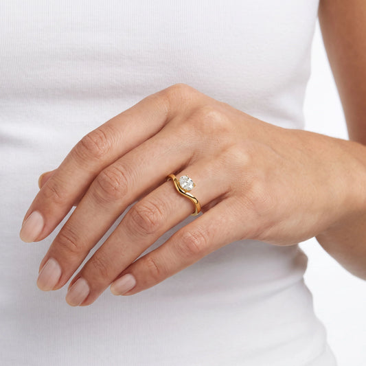 Gold Vermeil Lab Diamond Wave Ring
