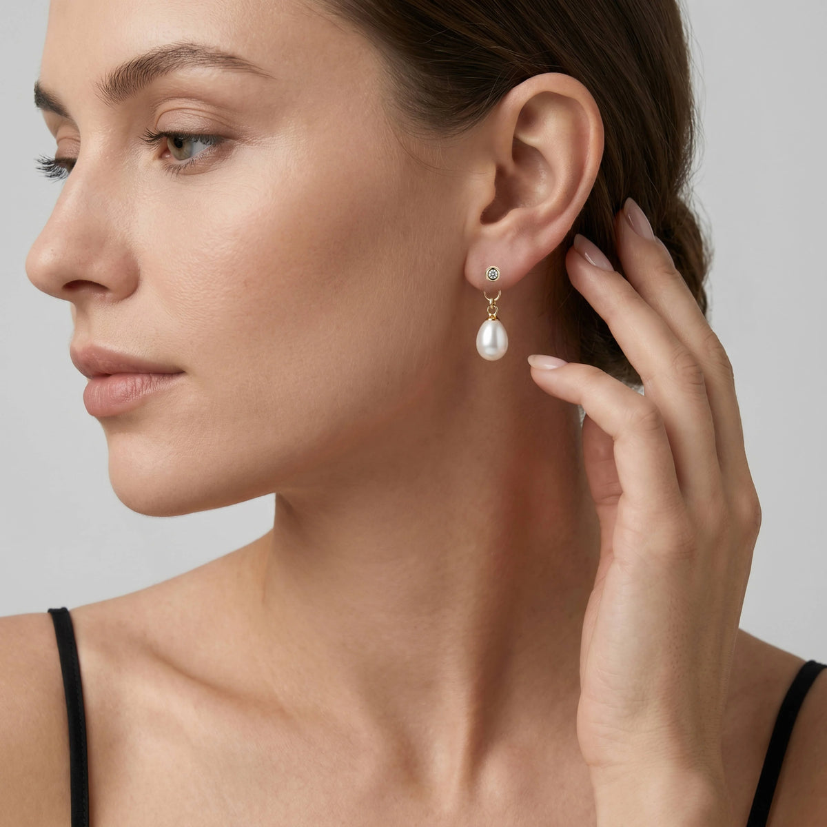 CZ Freshwater Pearl Studs