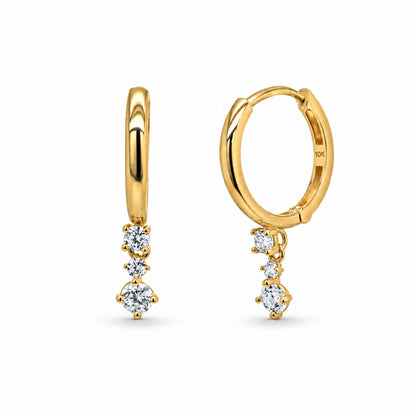 10K Yellow Gold Single Drop Huggie