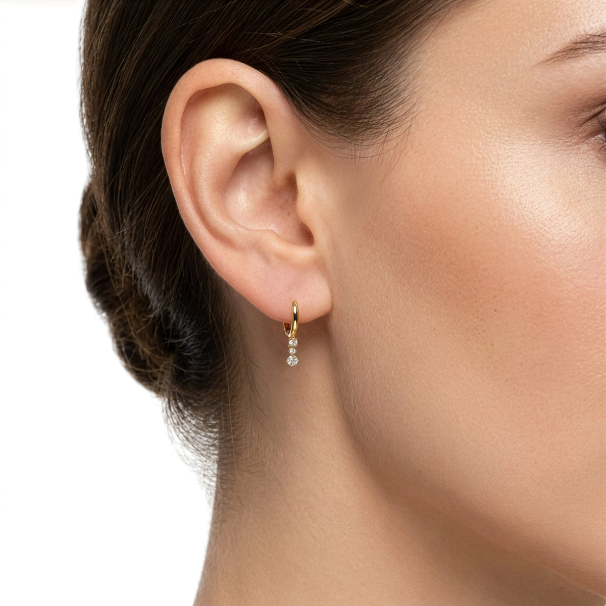 10K Yellow Gold Single Drop Huggie