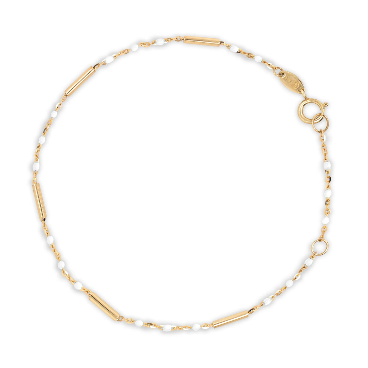 10K Yellow Bead and Bar Bracelet