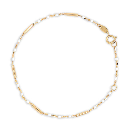 10K Yellow Bead and Bar Bracelet