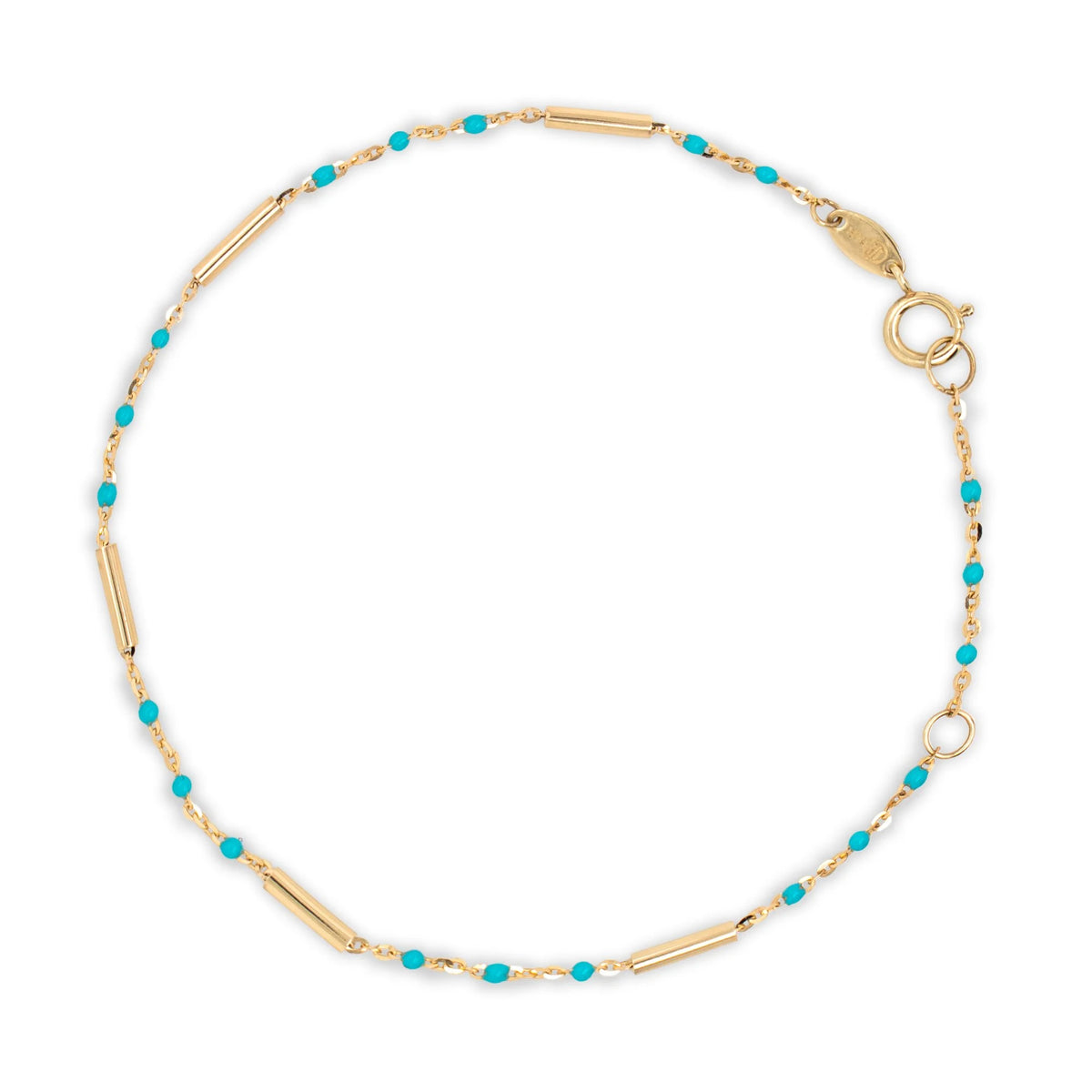 10K Yellow Bead and Bar Bracelet