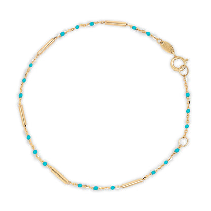 10K Yellow Bead and Bar Bracelet