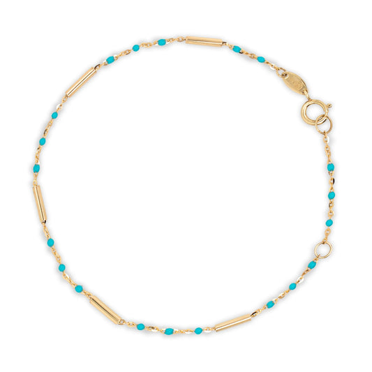 10K Yellow Bead and Bar Bracelet