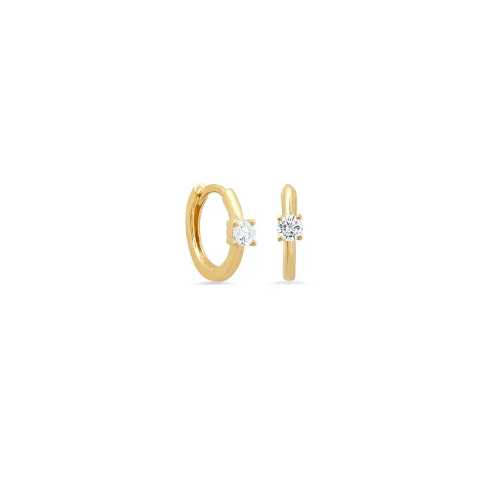 10K Yellow Gold White CZ Huggies