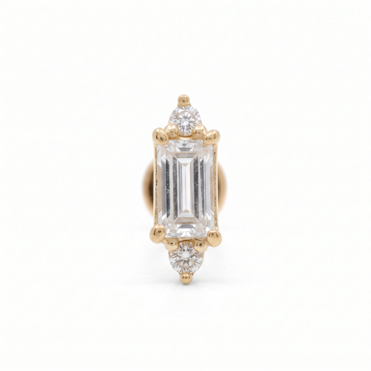 14K Yellow Gold Rectangular CZ Stud