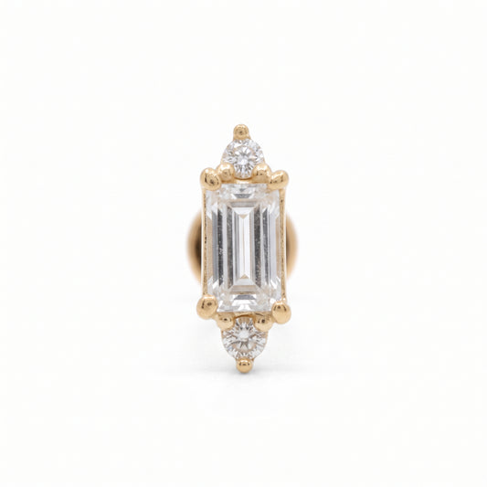 14K Yellow Gold Rectangular CZ Stud