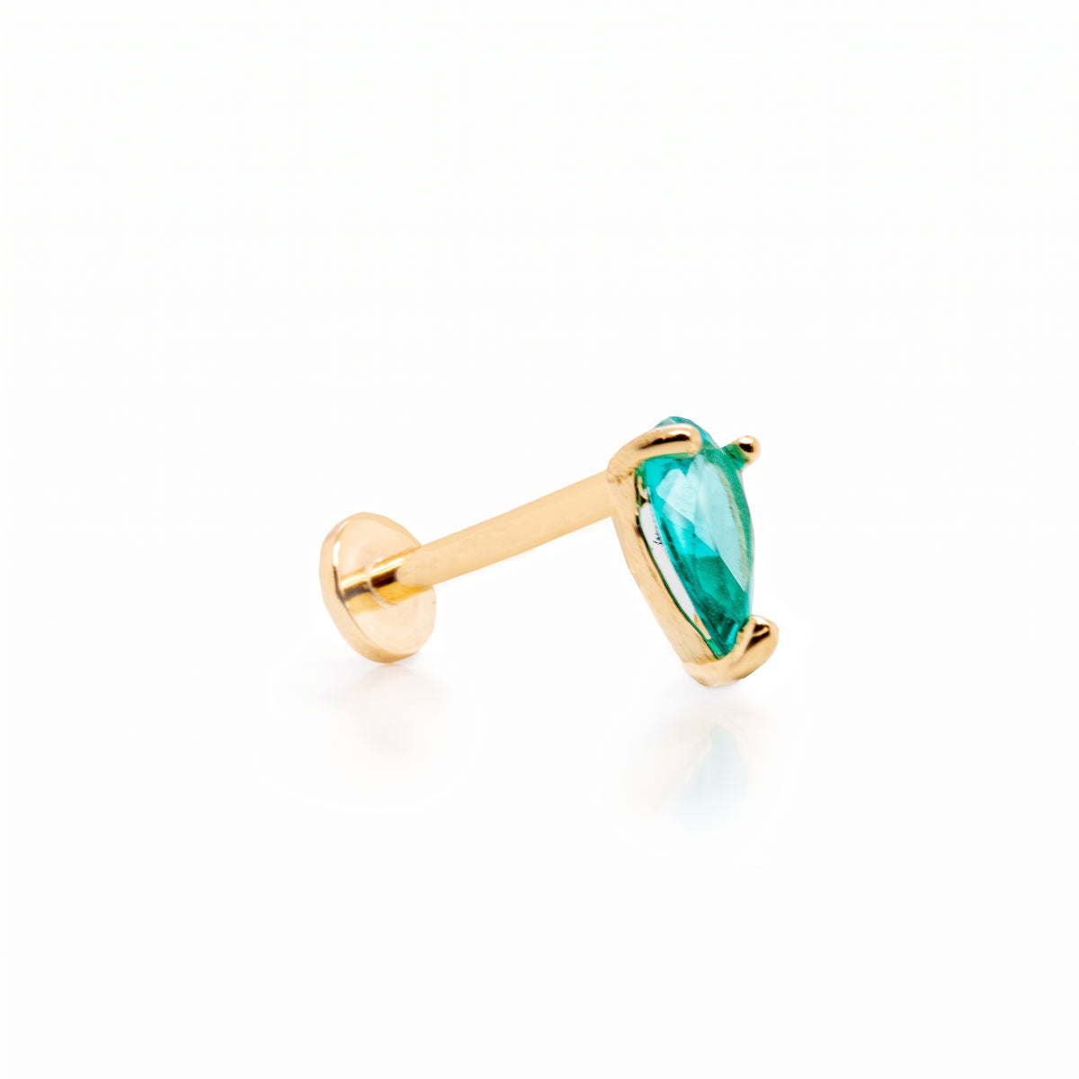 14K Yellow Gold Pear CZ Stud