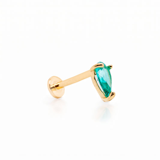 14K Yellow Gold Pear CZ Stud