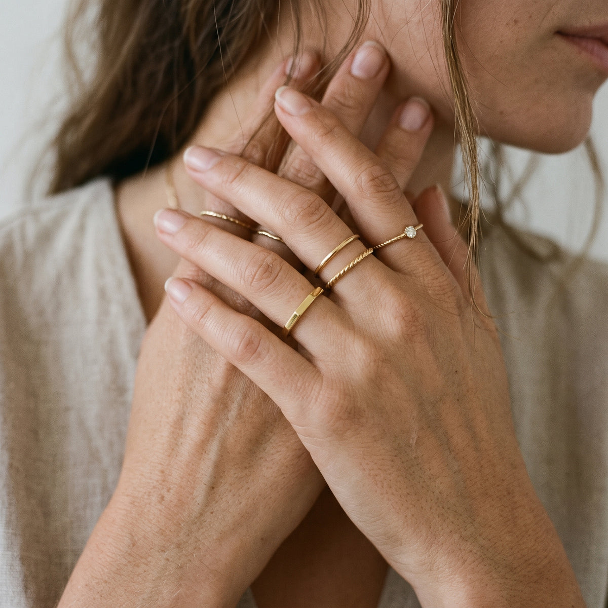 10K Yellow Gold Plain Hexa Ring