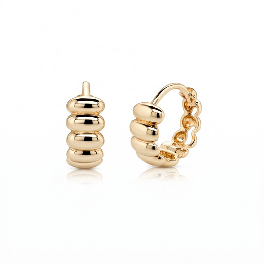 Dainty Huggie Earrings, 10K Solid Gold