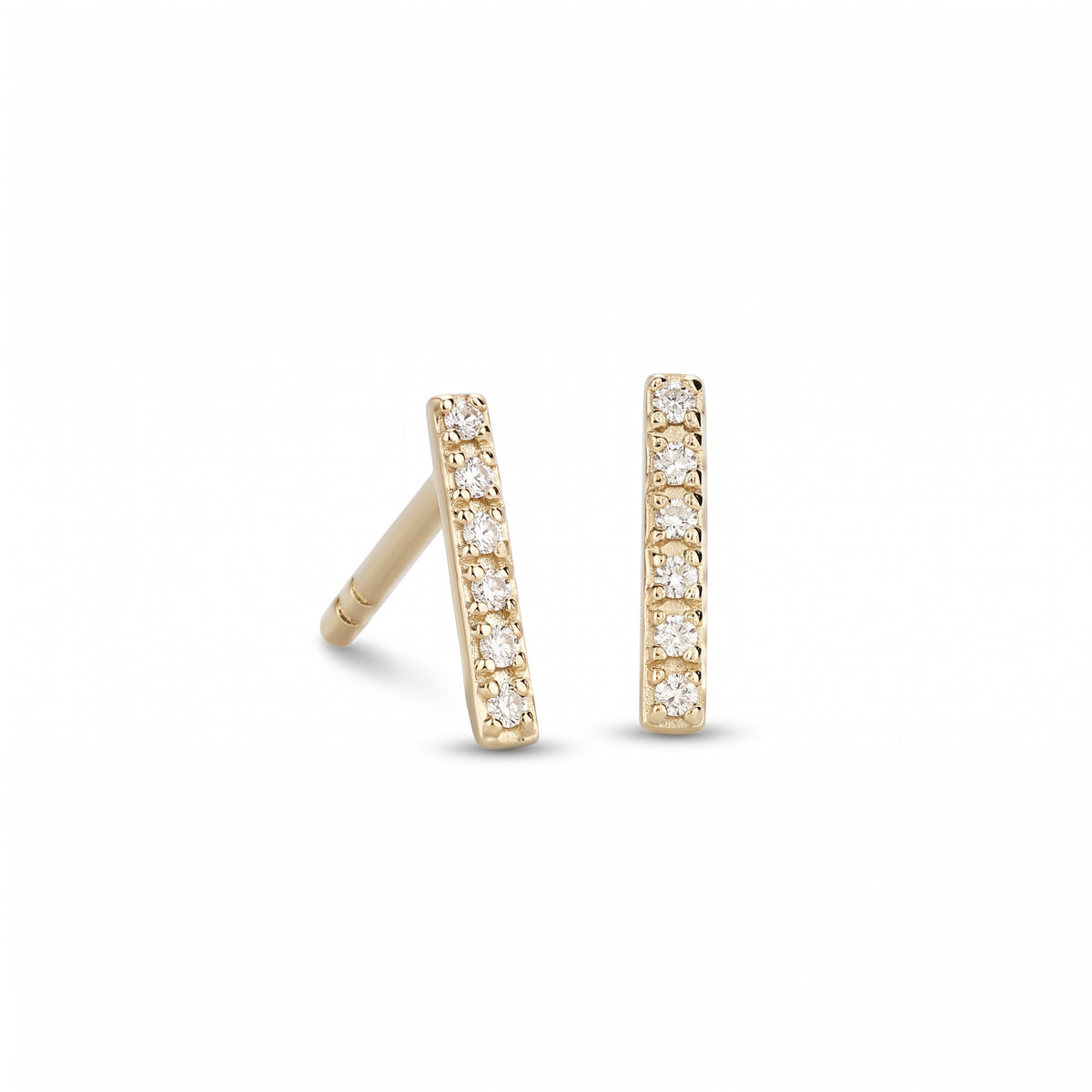 14K Yellow Gold and Lab Diamond Bar Studs