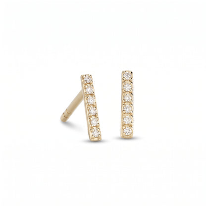 14K Yellow Gold and Lab Diamond Bar Studs
