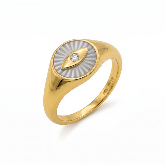 CZ Evil Eye Signet Ring