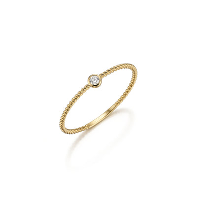 10K Yellow Gold CZ Bezel Set Rope Stacker