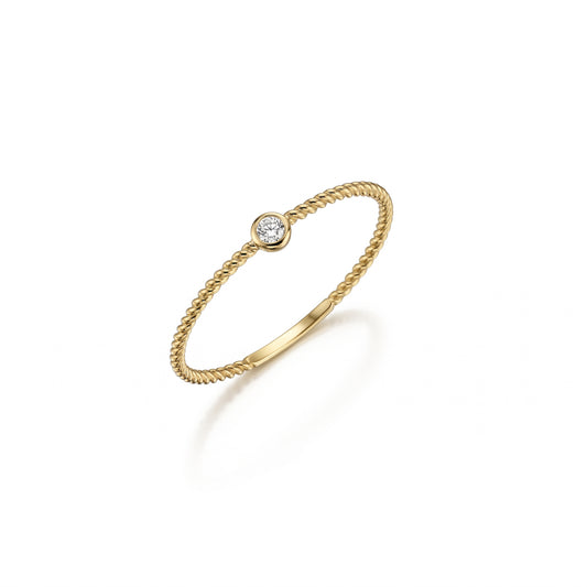 10K Yellow Gold CZ Bezel Set Rope Stacker