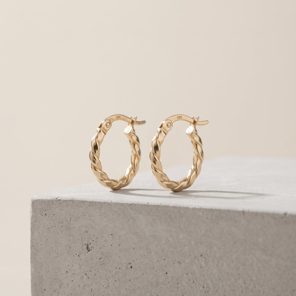 10K Yellow Gold Twisted Rope Hoops