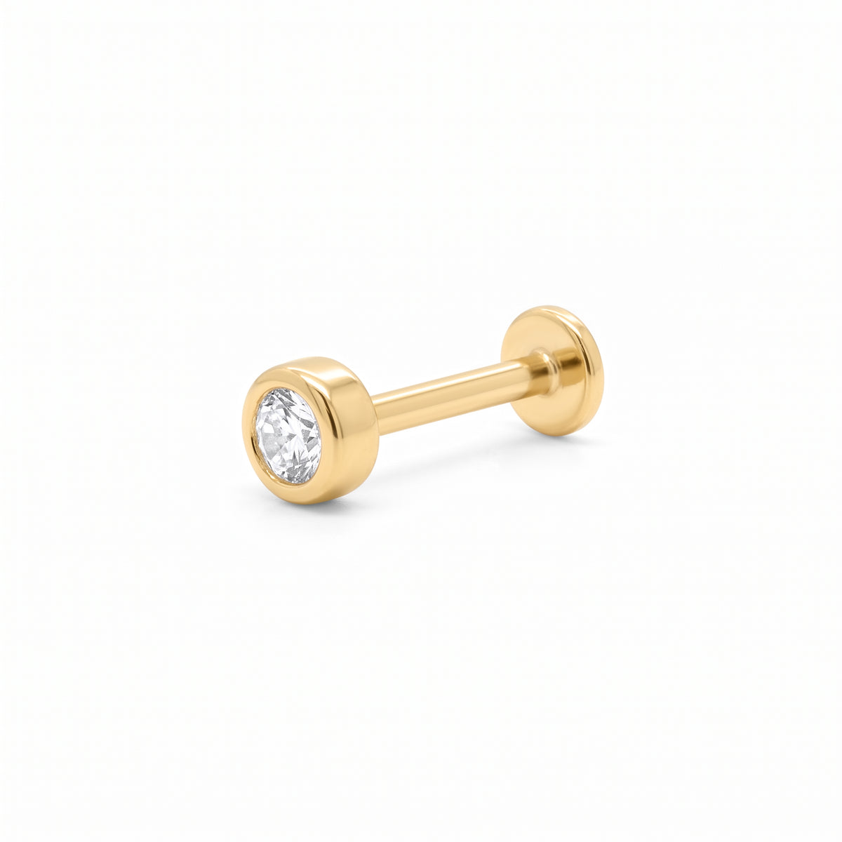 14K Yellow Gold Bezel Stud