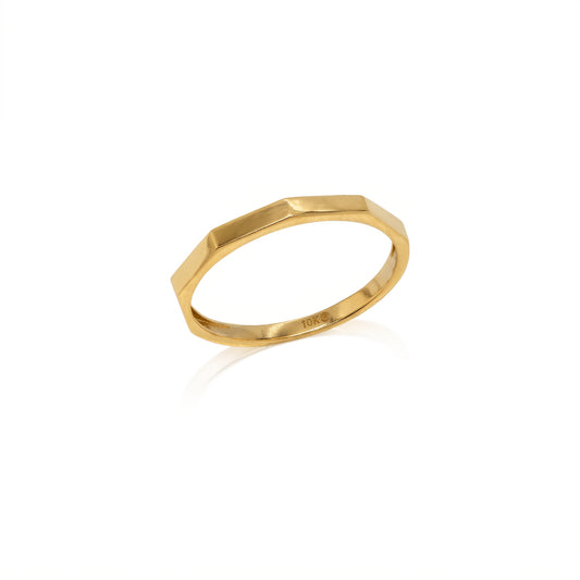 10K Yellow Gold Plain Hexa Ring