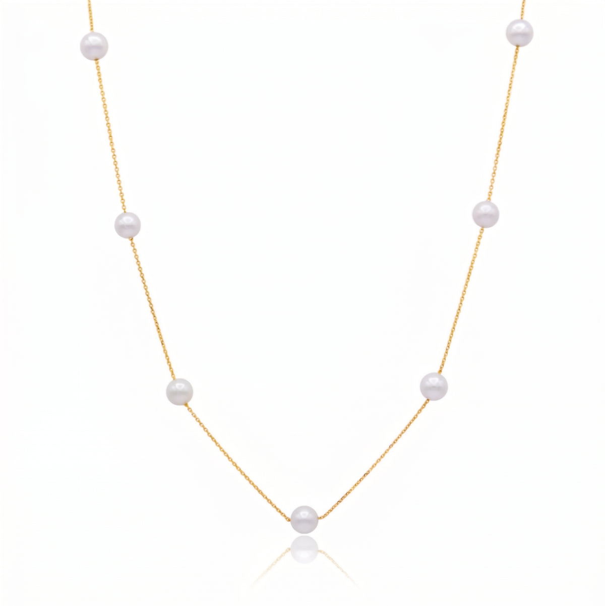 10k Yellow Gold Pearl Satelite Necklace