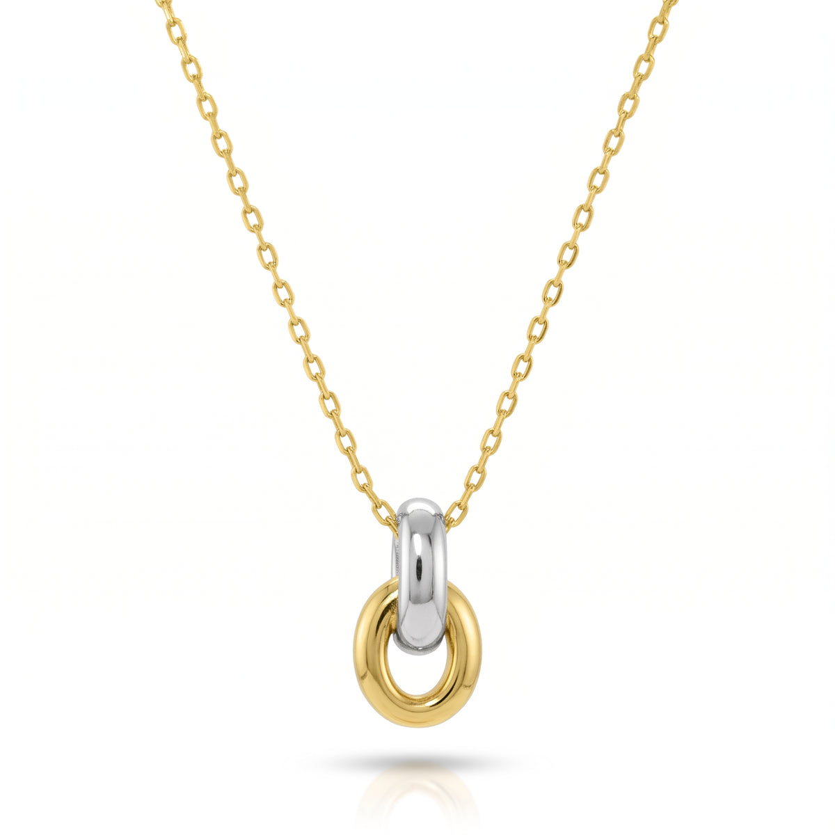 Two Tone Double Rings Necklace