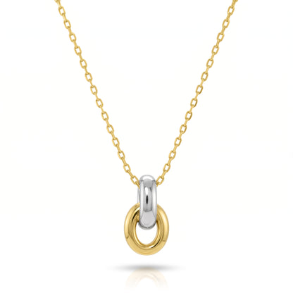 Two Tone Double Rings Necklace