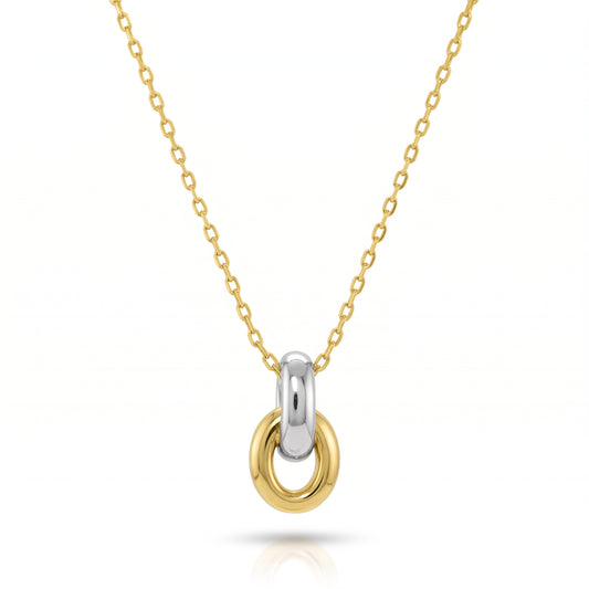 Two Tone Double Rings Necklace