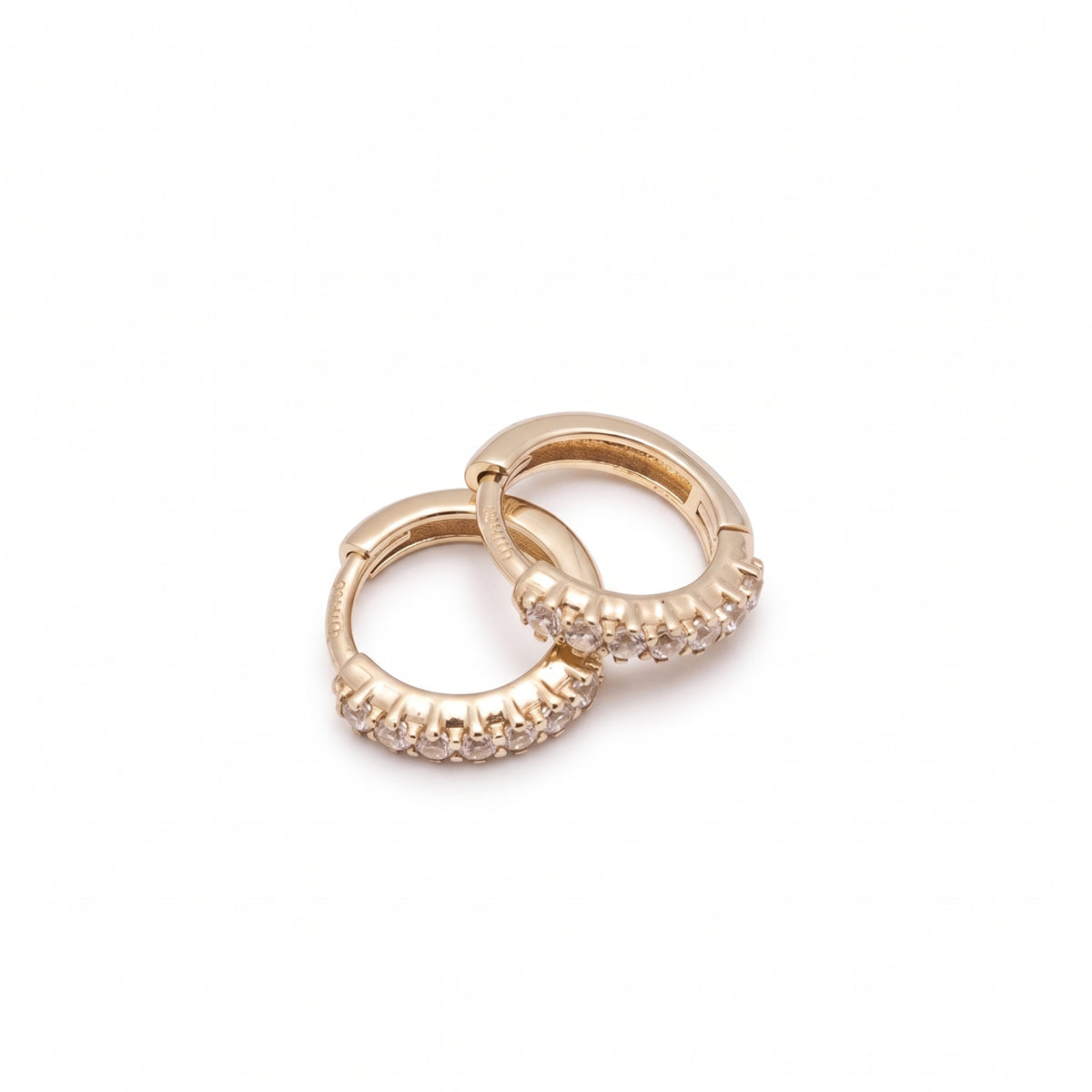 10K Yellow Gold Pave Mini Huggies