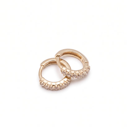 10K Yellow Gold Pave Mini Huggies