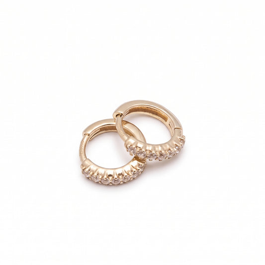 10K Yellow Gold Pave Mini Huggies