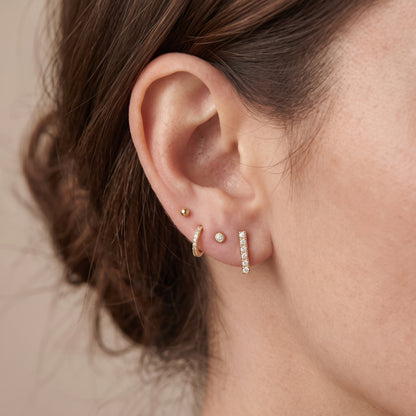 14K Yellow Gold and Lab Diamond Bar Studs