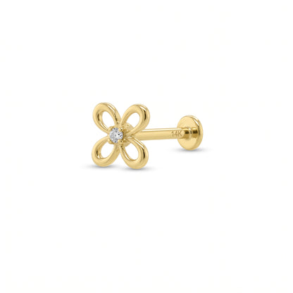 14K Yellow Gold Clover Stud