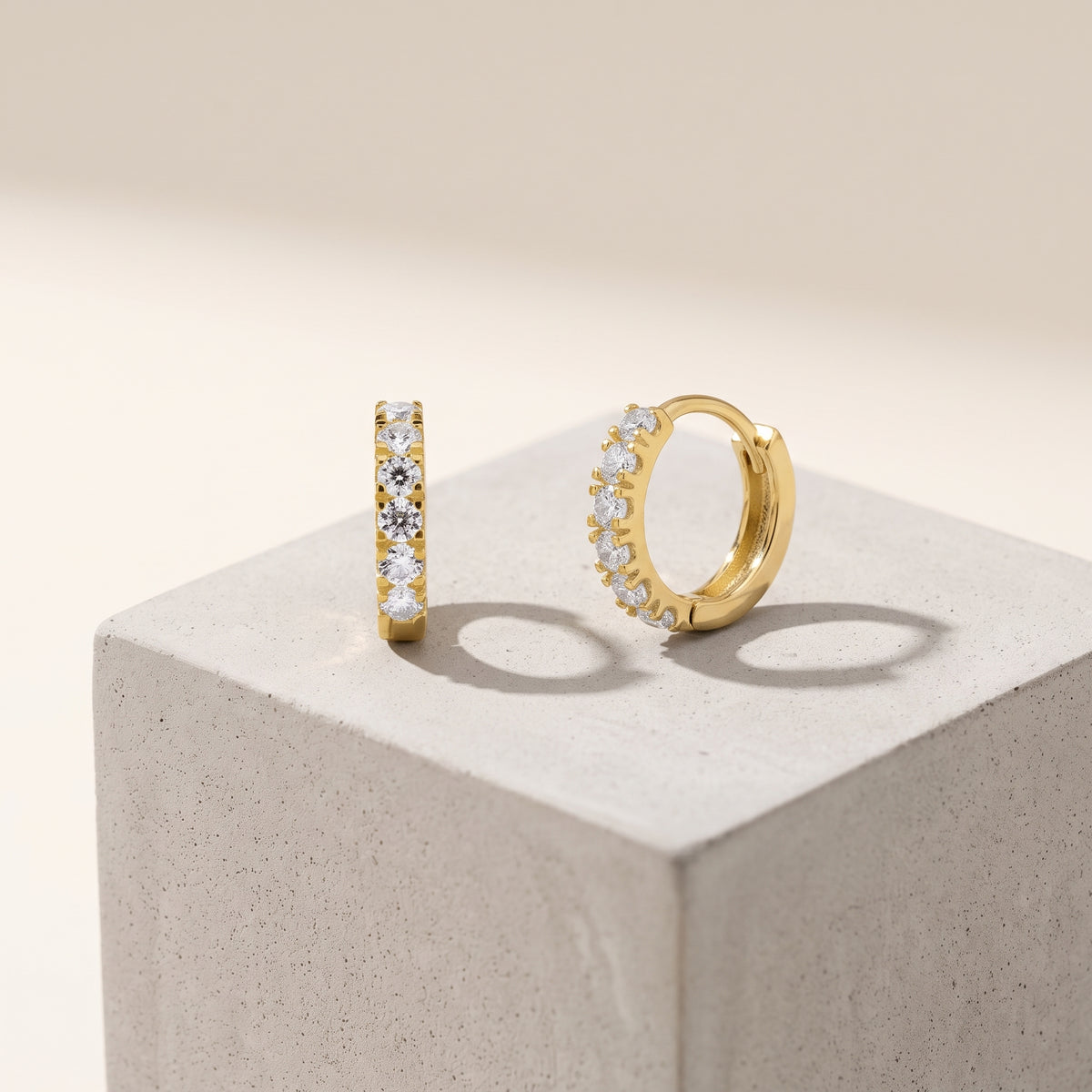 10K Yellow Gold CZ Huggie