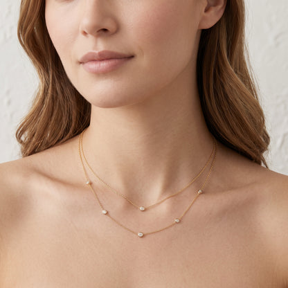 14K Yellow Gold Bezel & Diamond Necklace