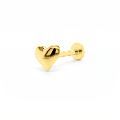 14K Yellow Gold Puffy Heart Stud