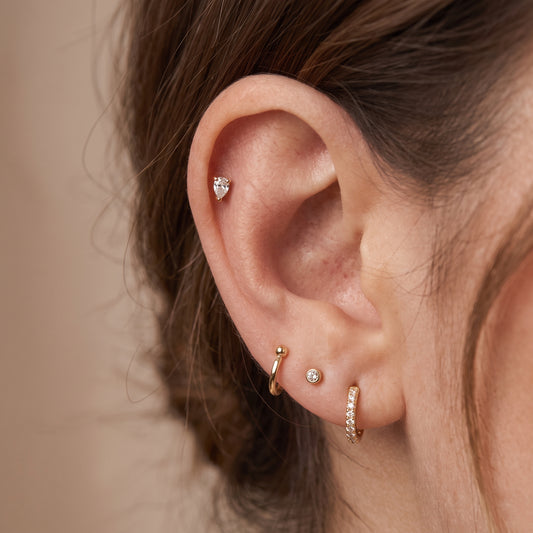 10K Yellow Gold Pear CZ Stud