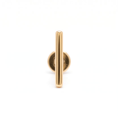 14K Yellow Gold Plain Bar Stud