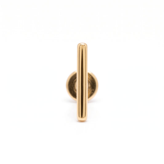 14K Yellow Gold Plain Bar Stud