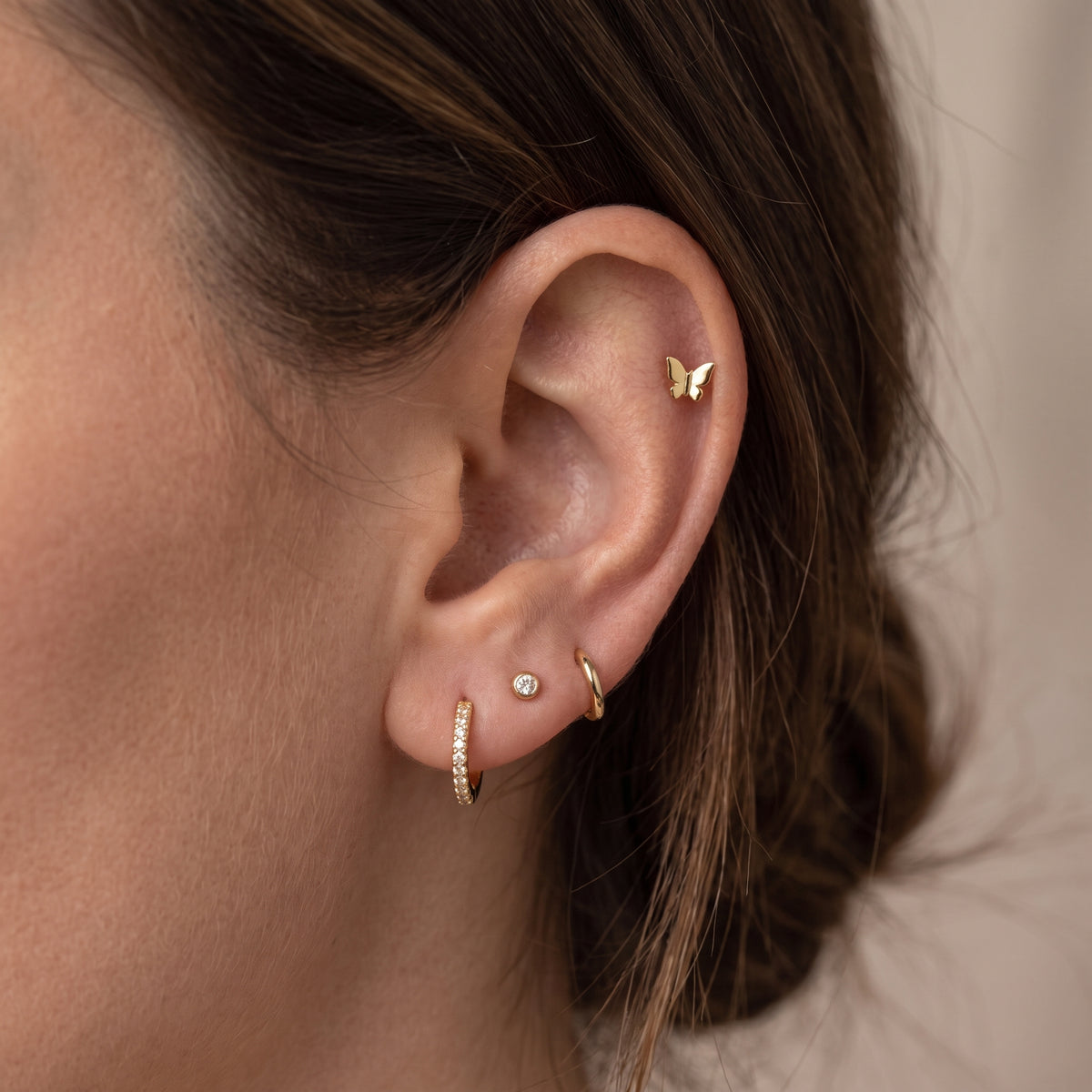 14K Yellow Gold Mini Butterfly Stud