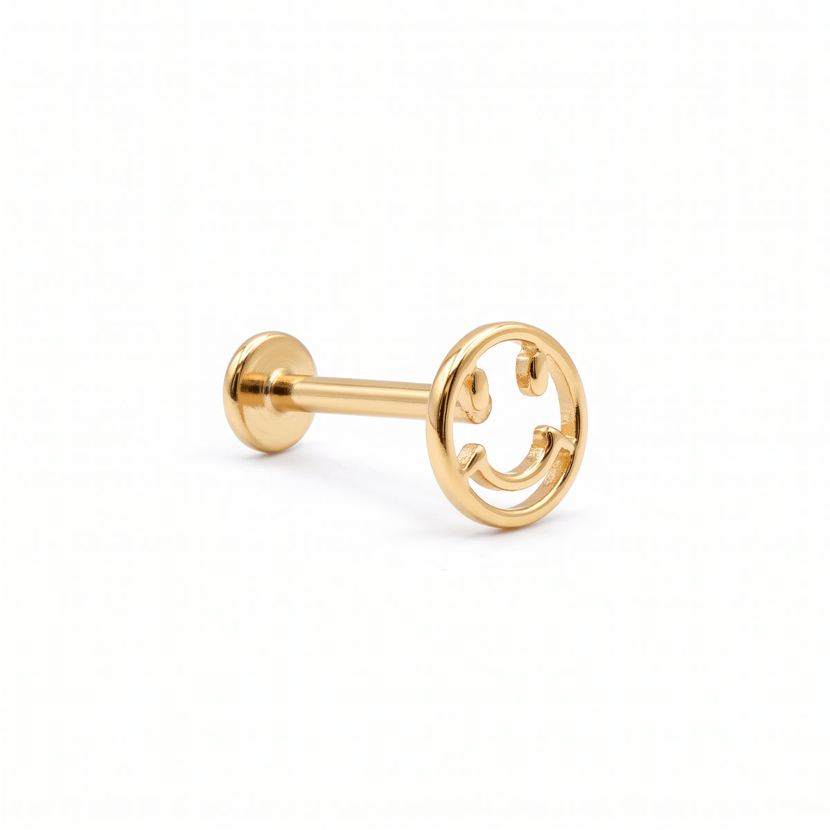 14K Yellow Gold Smiley Face Stud